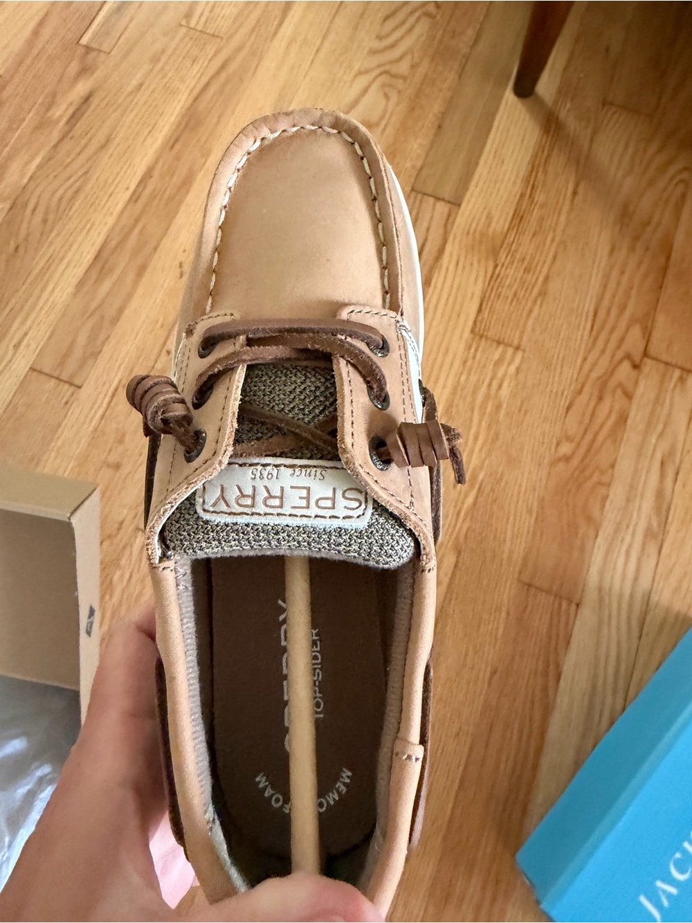 Sperry Girls Songfish Linen Oat Boat Shoes Box - Oat